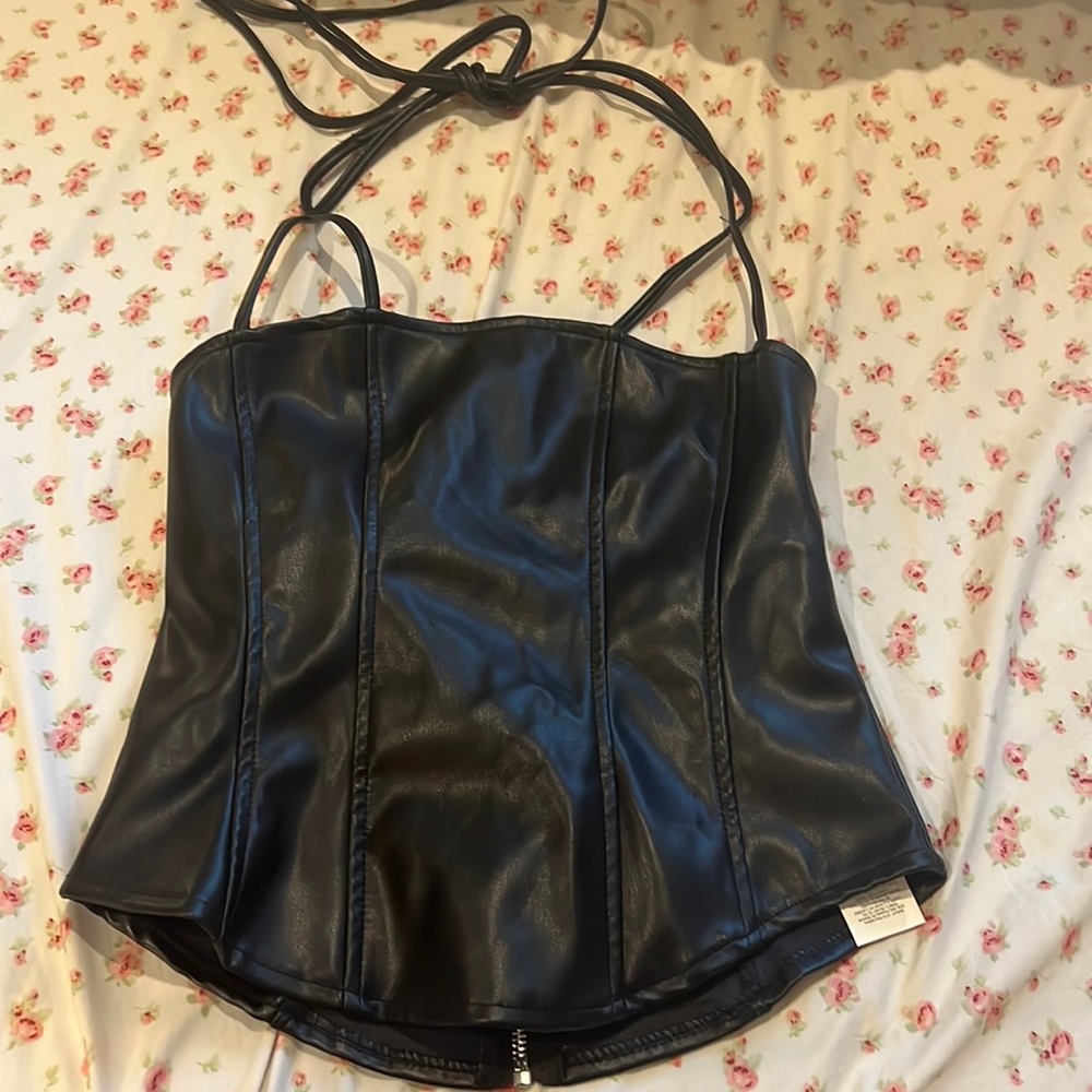 Missguided leather corset style top